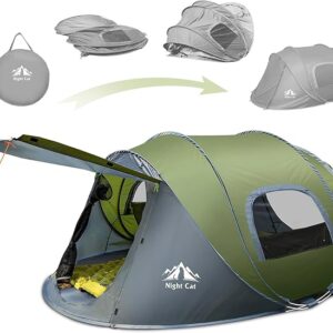 Night Cat Upgraded Pop‑Up Camping Tent – Instant Setup Waterproof Shelter for 2–4 People